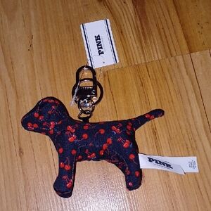PINK Victoria's Secret Black Cherry Dog Charm Keychain